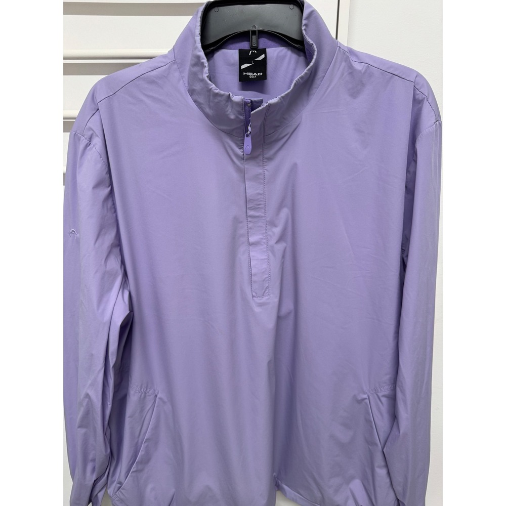 Head Golf Mens Large Purple Quarter Zip Pullover Windbreaker Jacket L Mesh Line
